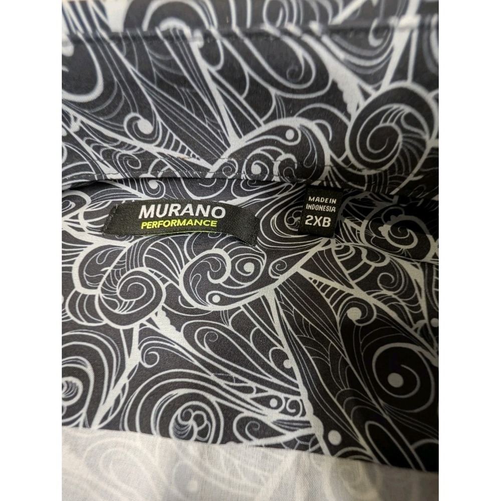 Murano Performance Button Up Shirt Black White Swirl Long Sleeve 2XB - Picture 8 of 12